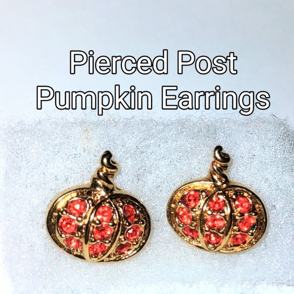 Sparkling Orange Crystal Pumpkin Shaped Earrings - Picture 5 of 10